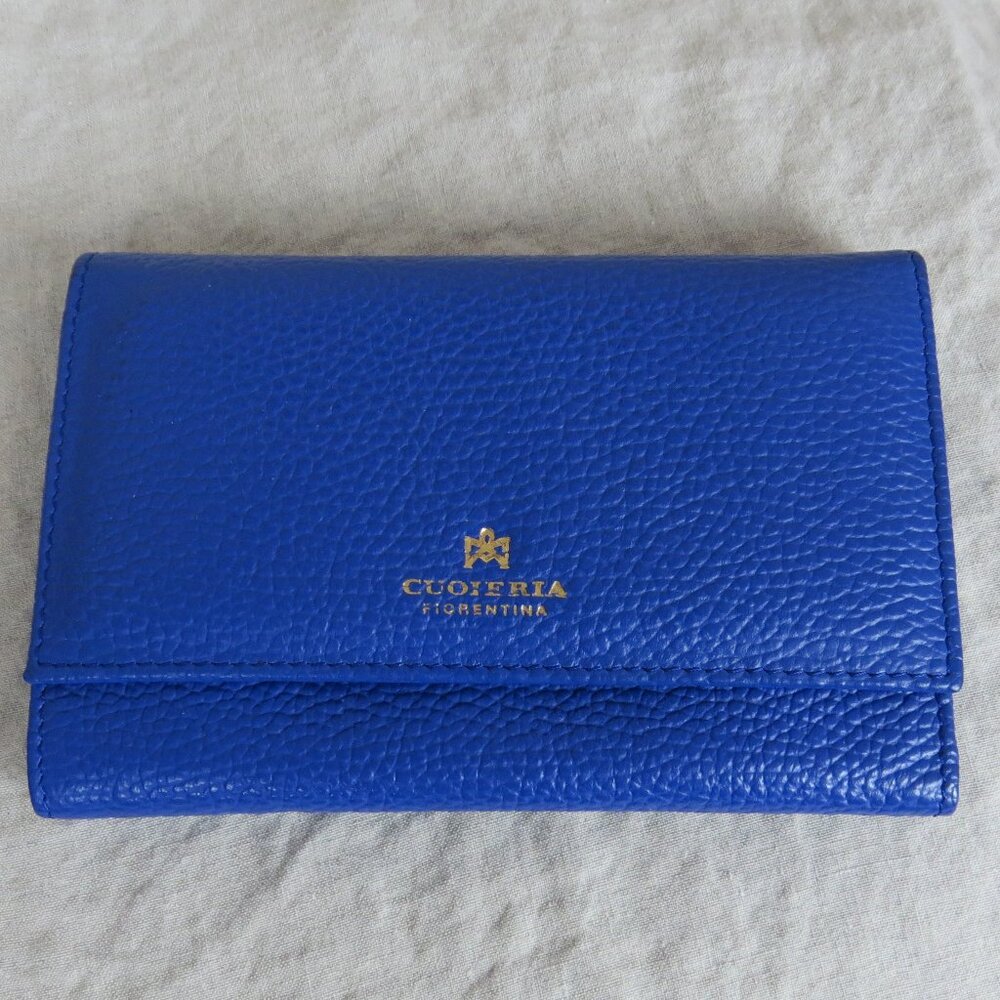 NEW Cuoieria Fiorentina Pebbled Leather Wallet Made in Italy - Blue